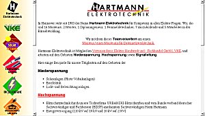 Bildschirmkopie Internetpräsenz Hartmann-Elektrotechnik